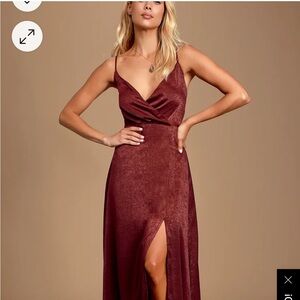 Lulus burgundy long side slid dress